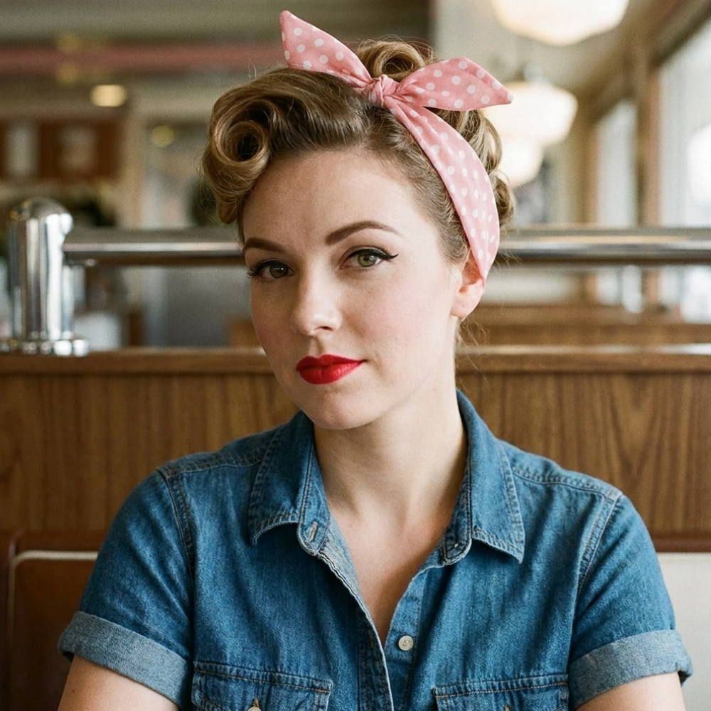 Bandeau Vintage - Rose à Pois