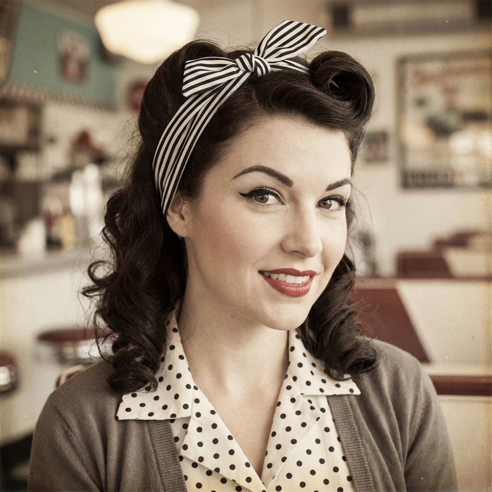 Bandeau Vintage Rayures Noir