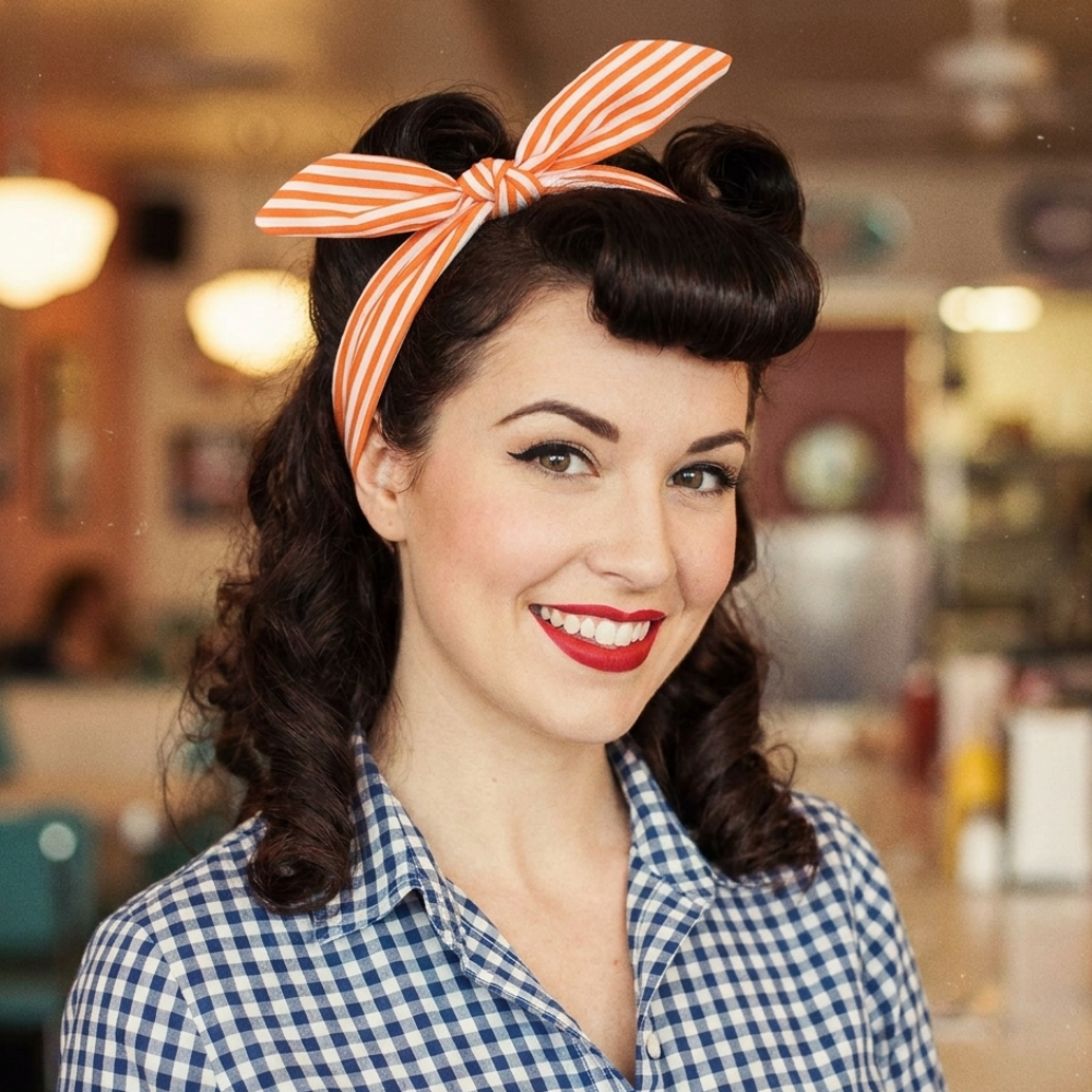 Bandeau Vintage - Rayures Orange