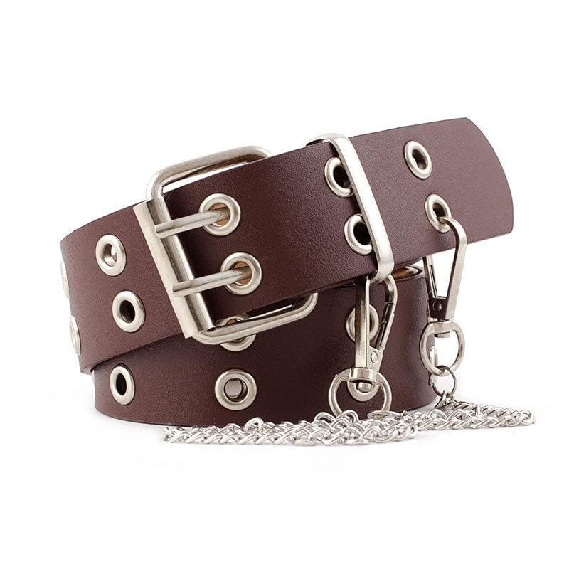 Ceinture Double Œillets Cuir PU