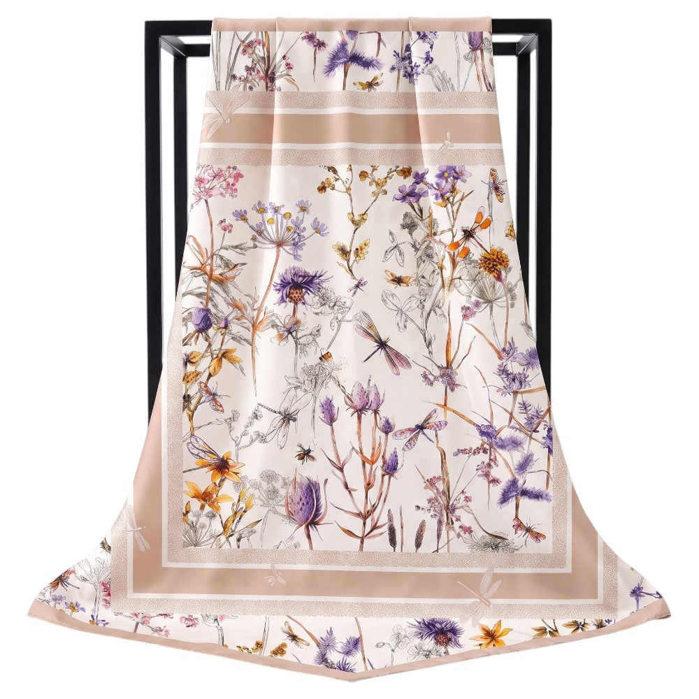 Foulard Floral Sauvage Rose Poudré