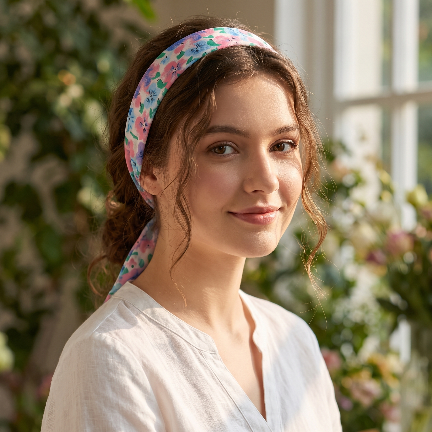 Bandeau Bohême Bleu à Fleurs