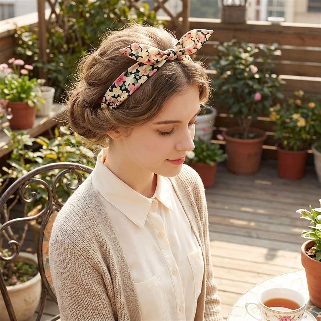 Bandeau Bohême Noir à Fleurs