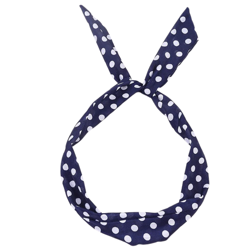 Bandeau Vintage Bleu Marine à Pois